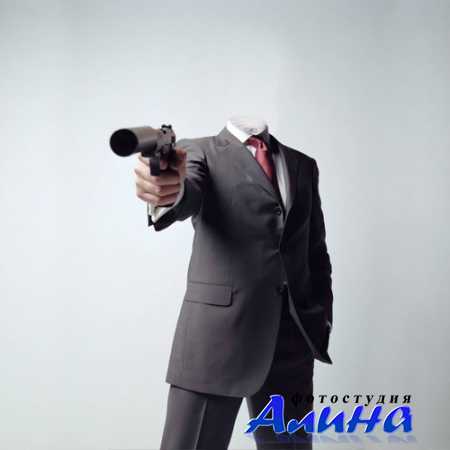 Шаблон для фотошопа - Солидный мужчина с пистолетом
