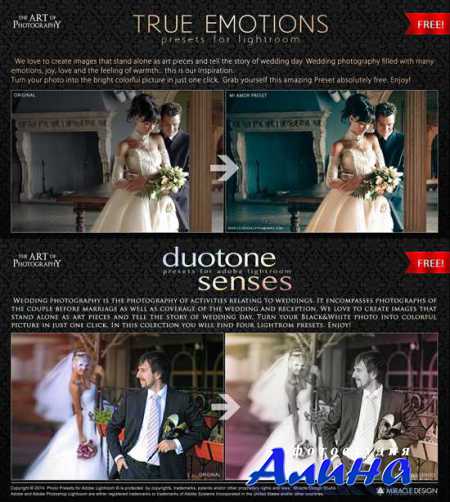 Lightroom Presets - True Emotions & Duotone Senses