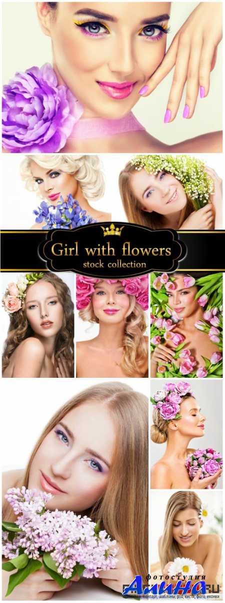 Beautiful women and flowers