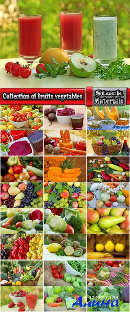 Collection of fruits vegetables set group beet sprouts pumpkin juice tomato 25 HQ Jpeg